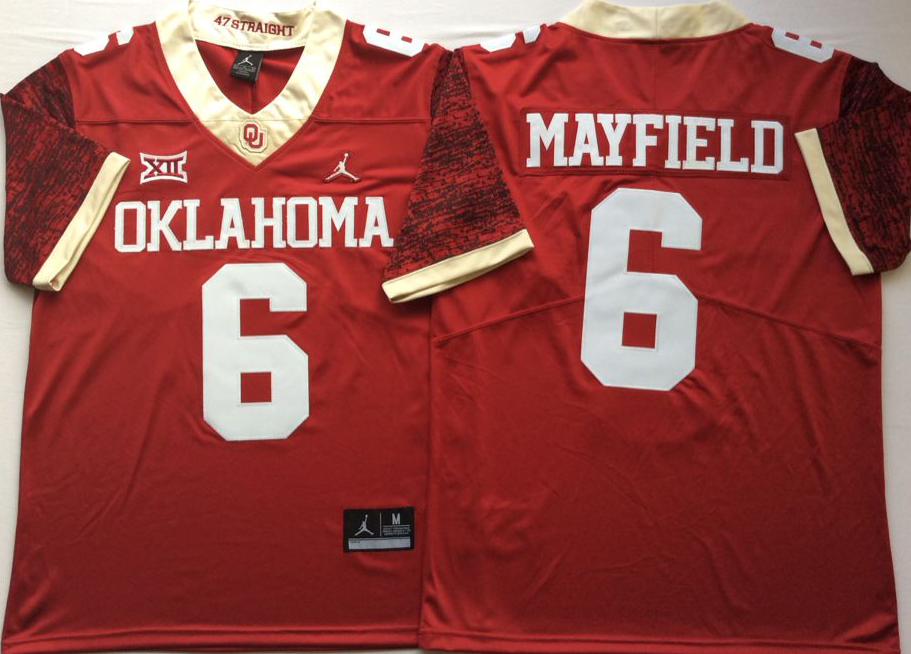 NCAA Men Oklahoma Sooners Red #6 MAYFIELD->ncaa teams->NCAA Jersey